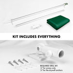 Load image into Gallery viewer, G128 Combo Pack: 5 Ft Tangle Free Aluminum Spinning Flagpole (Silver) &amp; Solid Dark Green Color Flag 2.5x4 Ft, LiteWeave Pro Series Printed 150D Polyester  Pole with Flag Included