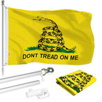 Load image into Gallery viewer, G128  6 Feet Tangle Free Spinning Flagpole (Silver) Gadsden Brass Grommets Printed 3x5 ft (Flag Included) Aluminum Flag Pole