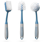 Load image into Gallery viewer, Dish Brush Set of 3 with Bottle Water Brush Dish Scrub Blue Dishwasher Safe