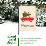 Load image into Gallery viewer, G128 Garden Flag Welcome Christmas Tree on Car 12x18 Burlap Fabric