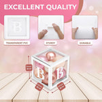Load image into Gallery viewer, Baby Shower Boxes with Letters 44 Pcs White Boxes with Rose Gold Dusty Pink Sand &amp; White Balloons Gender Reveal &amp; Party Decoration Set by