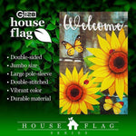 Load image into Gallery viewer, House Flag Welcome Sunflowers Butterflies 28x40 In Printed Blockout Polyester