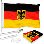 Load image into Gallery viewer, G128 Combo Pack: Flag Pole 6 FT Silver Tangle Free &amp; Germany German Ensign Flag 3x5 FT Printed 150D Polyester