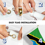 Load image into Gallery viewer, G128 Combo Pack: 6 Ft Tangle Free Aluminum Spinning Flagpole (White) &amp; Tanzania Tanzanian Flag  3x5 Ft, LiteWeave Pro Series Printed 150D Polyester  Pole with Flag Included