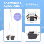 Load image into Gallery viewer, Canvas Baby Swing Seat with Safety Belt Durable Wooden Swing Chair for Kids Indoor &amp; Outdoor Use Mounting Hardware Included Gray White