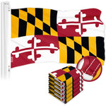 Load image into Gallery viewer, G128 5 Pack: Maryland MD State Flag  2x3 Ft  ToughWeave Series Embroidered 300D Polyester  Embroidered Design, Indoor/Outdoor, Brass Grommets