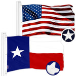 Load image into Gallery viewer, G128 Combo Pack: American USA Flag 5x8 Ft &amp; Texas TX State Flag 5x8 Ft  Both ToughWeave Series Embroidered 300D Polyester, Embroidered Design, Indoor/Outdoor, Brass Grommets