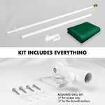 Load image into Gallery viewer, G128 Combo Pack: 5 Ft Tangle Free Aluminum Spinning Flagpole (White) &amp; Solid Dark Green Color Flag 2x3 Ft, LiteWeave Pro Series Printed 150D Polyester  Pole with Flag Included