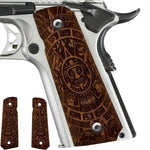 Load image into Gallery viewer, Aztec Calendar Design 1911 Wooden Pistol Grips Ambi Safety Cut for 1911 Full