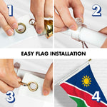 Load image into Gallery viewer, G128 Combo Pack: 6 Ft Tangle Free Aluminum Spinning Flagpole (White) &amp; Namibia Namibian Flag 3x5 Ft, LiteWeave Pro Series Printed 150D Polyester  Pole with Flag Included