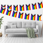 Load image into Gallery viewer, G128 LGBT Progress Rainbow Pride Bunting Banner  Flag 8.2 x 5.5 Inch, Full String 33 Feet  Printed 150D Polyester, Decorations For Bar, School, Festival Events Celebration