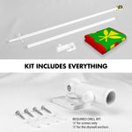 Load image into Gallery viewer, G128 Combo Pack: 6 Ft Tangle Free Aluminum Spinning Flagpole (White) &amp; Hawaii Kanaka Maoli Flag 3x5 Ft, LiteWeave Pro Series Printed 150D Polyester  Pole with Flag Included