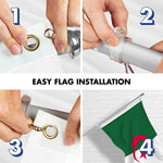Load image into Gallery viewer, G128 Combo Pack: 6 Ft Tangle Free Spinning Flagpole (Silver) &amp; Algeria Flag 3x5 Ft Printed 150D Polyester, Brass Grommets (Flag Included) Aluminum Flag Pole