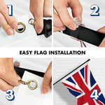 Load image into Gallery viewer, G128 Combo Pack: 6 Feet Tangle Free Spinning Flagpole (Black) UK United Kingdom Flag 3x5 ft Printed 150D Brass Grommets (Flag Included) Aluminum Flag Pole