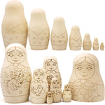 Load image into Gallery viewer, Blank Russian Nesting Dolls to Paint Set 7 pcs Wooden Crafts to Paint Your Own