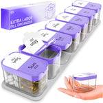 Load image into Gallery viewer, Extra Large Pill Organizer Purple white 2 Times A Day Big Pill Box 7 Day Am Pm