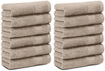 Load image into Gallery viewer, Resort Collection Soft Washcloth Face Body Towel Set 12 Pcs 12x12 in Taupe Color