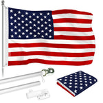 Load image into Gallery viewer, G128  6 Feet Tangle Free Spinning Flagpole (Silver) American USA Brass Grommets Printed 3x5 ft (Flag Included) Aluminum Flag Pole