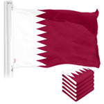 Load image into Gallery viewer, G128 5 Pack: Qatar Qatari Flag  3x5 Ft  LiteWeave Pro Series Printed 150D Polyester  Country Flag, Indoor/Outdoor, Vibrant Colors, Brass Grommets, Thicker and More Durable Than 100D 75D Polyester