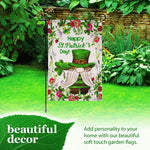 Load image into Gallery viewer, G128 Combo Pack: Garden Flag Stand Black 36 in x 16 in &amp; Garden Flag Happy St. Patrick's Day Decoration Decoration Leprechaun Gnome 12x18 DoubleSided Blockout Fabric