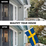 Load image into Gallery viewer, G128 Combo Pack: 6 Feet Tangle Free Spinning Flagpole (Silver) Sweden Swedish Flag 3x5 ft Printed 150D Brass Grommets (Flag Included) Aluminum Flag Pole
