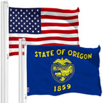 Load image into Gallery viewer, G128 Combo Pack: American USA Flag 3x5 Ft &amp; Oregon Double Sided Flag 3x5 Ft, Both Printed 150D Polyester, Indoor/Outdoor, Brass Grommets