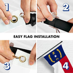 Load image into Gallery viewer, G128 Combo Pack: 6 Ft Tangle Free Spinning Flagpole (Black) &amp; North Carolina Flag 3x5 Ft Embroidered 220GSM Spun Polyester, Brass Grommets (Flag Included) Aluminum Flag Pole