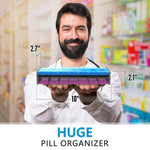 Load image into Gallery viewer, Extra Large Pill Organizer Black XXL Pill Box 7 Day Weekly Pill Box with AM PM