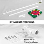 Load image into Gallery viewer, G128 Combo Pack: 6 Ft Tangle Free Aluminum Spinning Flagpole (White) &amp; Dominica Dominican Flag 3x5 Ft, LiteWeave Pro Series Printed 150D Polyester  Pole with Flag Included
