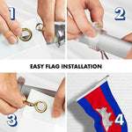 Load image into Gallery viewer, G128 Combo Pack: 6 Ft Tangle Free Spinning Flagpole (Silver) &amp; Cambodia Flag 3x5 Ft Printed 150D Polyester, Brass Grommets (Flag Included) Aluminum Flag Pole