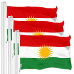 Load image into Gallery viewer, G128 3 Pack: Kurdistan Region Flag  3x5 Ft  LiteWeave Pro Series Printed 150D Polyester  Country Flag, Indoor/Outdoor, Vibrant Colors, Brass Grommets, Thicker and More Durable Than 100D 75D Poly