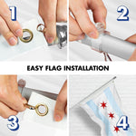 Load image into Gallery viewer, G128 Combo Pack: Flag Pole 5 Ft Silver Tangle Free &amp; Chicago Flag 2.5x4 Ft Embroidered 300D Polyester