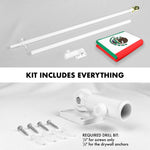 Load image into Gallery viewer, Combo Pack: 6 Ft Tangle Free Aluminum Spinning Flagpole (White) &amp; Mexico Mexican Flag 3x5 Ft, LiteWeave Pro Series Printed 150D Polyester, 4 Corner Brass Grommets Pole with Flag Included