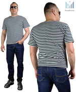 Load image into Gallery viewer, Short Sleeved TShirt Black Striped Paratrooper Top Telnyashka Тельняшка (M)