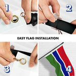 Load image into Gallery viewer, G128 Combo Pack: 6 Ft Tangle Free Aluminum Spinning Flagpole (Black) &amp; Gambia Gambian Flag  3x5 Ft LiteWeave Pro Series Printed 150D Polyester  Pole with Flag Included