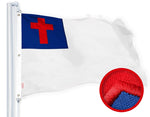 Load image into Gallery viewer, G128 Christian Flag  5x8 Ft  StormFlyer Series Embroidered 220GSM Spun Polyester  Religious Flag, Embroidered Design, Indoor/Outdoor, Brass Grommets, Heavy Duty, All Weather