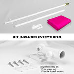 Load image into Gallery viewer, G128 Combo Pack: 5 Ft Tangle Free Aluminum Spinning Flagpole (White) &amp; Solid Magenta Color Flag 2.5x4 Ft, LiteWeave Pro Series Printed 150D Polyester  Pole with Flag Included
