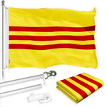 Load image into Gallery viewer, G128 Combo Pack: 6 Ft Tangle Free Spinning Flagpole (Silver) &amp; South Vietnam Flag 3x5 Ft Printed 150D Polyester, Brass Grommets (Flag Included) Aluminum Flag Pole