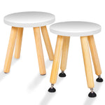Load image into Gallery viewer, Wooden Step Stool for Kids and Toddlers Set of 2 White Extendable Legs Kids Chair Sensory Table Stool Children's Round Sitting Stool with Leveling Feet and Anti Slip Pads