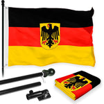 Load image into Gallery viewer, G128 Combo Pack: Flag Pole 6 FT Black Tangle Free &amp; Germany German Ensign Flag 3x5 FT Printed 150D Polyester