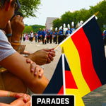 Load image into Gallery viewer, G128 12 Pack Handheld Germany German Stick Flags  12x18 In  Printed 150D Polyester, Country Flag, Solid Wooden Stick, Spear Gold Tip