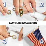 Load image into Gallery viewer, G128 Combo Pack: 6 Ft Tangle Free Aluminum Spinning Flagpole (White) &amp; American USA TeaStained Flag 3x5 Ft, LiteWeave Pro Series Printed 300D Polyester  Pole with Flag Included