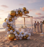 Load image into Gallery viewer, Balloon Garland Arch Kit 146 Pcs White Metallic Gold Confetti Balloons for Baby Shower Birthday Gender Reveal Wedding Party DIY Kit
