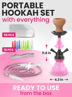 Load image into Gallery viewer, Pink Hookah Set 2 Hose Hookah LilOne 12” Pink Mini Hookah Combo Kit for Party