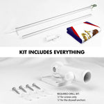 Load image into Gallery viewer, G128 Combo Pack: 6 Ft Tangle Free Spinning Flagpole (Silver) &amp; American Samoa Flag 3x5 Ft Printed 150D Polyester, Brass Grommets (Flag Included) Aluminum Flag Pole