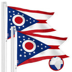 Load image into Gallery viewer, G128 2 Pack: Ohio OH State Flag  2x3 Ft  StormFlyer Series Embroidered 220GSM Spun Polyester  Embroidered Design, Indoor/Outdoor, Brass Grommets, Heavy Duty, All Weather