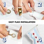 Load image into Gallery viewer, Flag Pole 5 FT White Tangle Free &amp; Chicago Flag 2.5x4 FT Combo Embroidered 300D Polyester