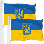 Load image into Gallery viewer, Ukraine Ukrainian Coat of Arms Flag 3x5 Ft 2Pack Printed 150D Polyester Kyiv Kiev