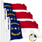 Load image into Gallery viewer, G128 3 Pack: North Carolina State Flag  2.5x4 Ft  StormFlyer Series Embroidered 220GSM Spun Polyester  Embroidered Design, Indoor/Outdoor, Brass Grommets, Heavy Duty, All Weather