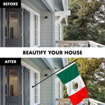 Load image into Gallery viewer, G128 Combo Pack: 5 Ft Tangle Free Aluminum Spinning Flagpole (Black) &amp; Mexico Mexican Flag 2x3 Ft, ToughWeave Series Embroidered 300D Polyester  Pole with Flag Included